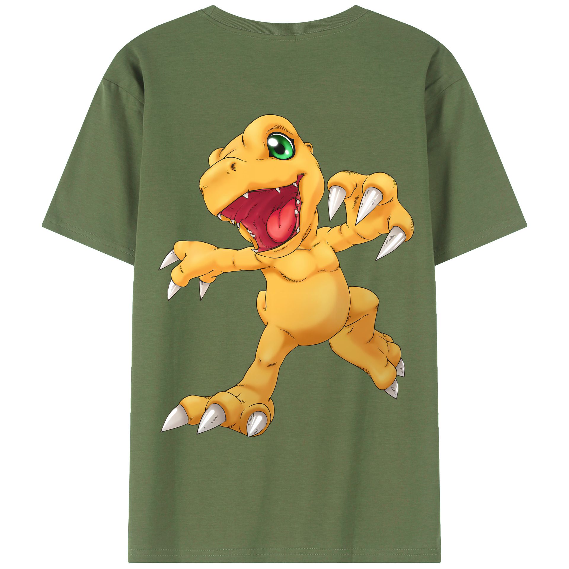 （画像用） Digimon デジタルモンスター/デジモン 綿100％ メンズ半袖Tシャツ（バックプリント） 通気性